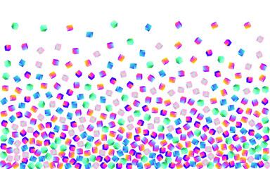 Multicolored Element Vector White Background. Holographic Style Confetti Presentation. Structure Rhombus Brochure. Gradient Box Business Cover.