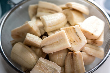 Sliced ripe banana which is prepared for making 