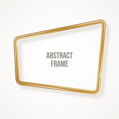 Retro 3d golden frame isolated on white background. Vector illustration. Vintage square label, promotional badge, gold wire rectangle speech bubbles for motivational quotes.