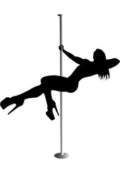 High heels pole dancer silhouette