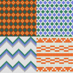 Geometrical seamless counting jacquard embroidery or knitting scheme motif pattern background, isolated vector illustration. For apparel textile like that sweater, sock, napkin, cushion