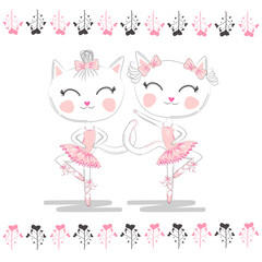 Obraz na płótnie Canvas Cute ballerina cat dancing ballet in pink tutu.