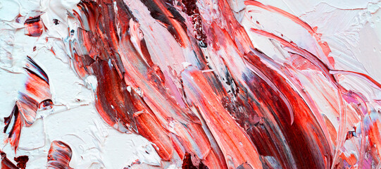 Embossed pasty oil paints and reliefs. Primary colors:  white, pink. Abstract art. Mix of paints.