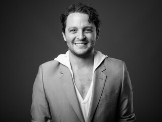 Obraz premium Studio shot of Italian businessman in black and white