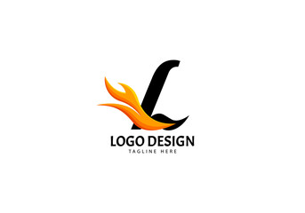 Letter L Fire Logo for Brand or Company, Concept Minimalist.