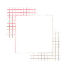 手描き風フレーム素材イラスト（チェック、格子柄）