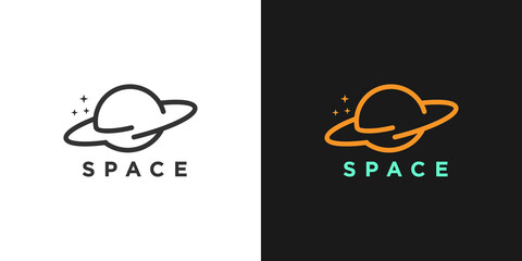 vector planet logo satellite design template cosmos web icon app science
