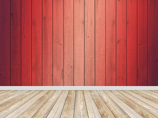 Red wood planks wall and floor for background