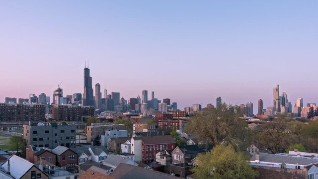 Chicago Skyline from Pilsen - Day to Night Time Lapse