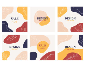 Abstract background with different shapes with space for text. Vector illustration suitable for social media stories and printing banners, invitations.