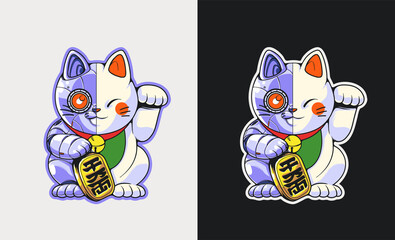 Lucky cat robot illustration