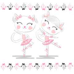 Cute ballerina cat dancing ballet in pink tutu.