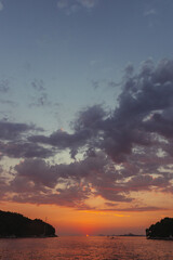 Sunset over Adriatic Sea viewed from Cavtat, Croatia