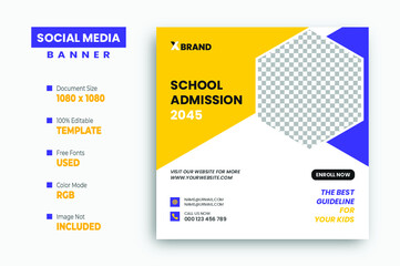 School admission social media post or banner design