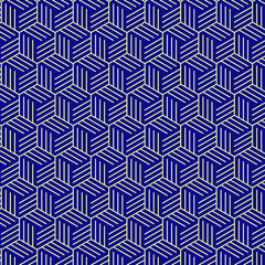 simple gold hexagonal seamless pattern with dark blue background. Free vector