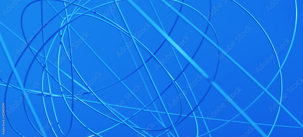 Poster abstract mockup concept for web banner. blue abstract circular shape on blue background. clipping pa