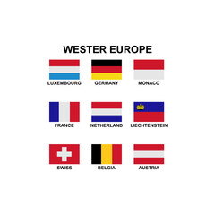 the flags of the countries in the Western Europe icon set vector sign symbol