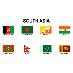 the flags of countries in the South Asia icon set vector sign symbol
