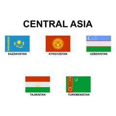 the flags of countries in the Central Asia icon set vector sign symbol