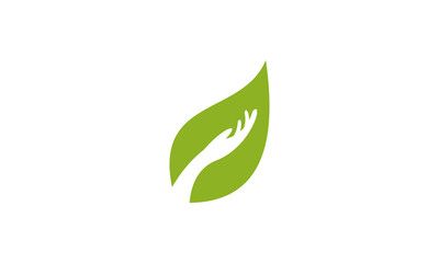 green leaf hand logo