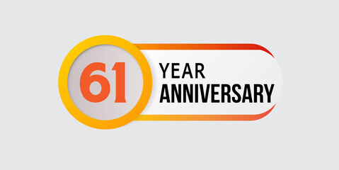 61 years anniversary celebration logo vector template design illustration