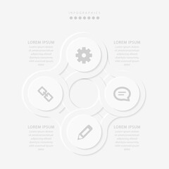 Vector elegant simple refined style infographic design UI template spiral round cross labels and icons
