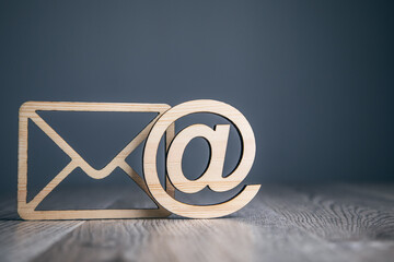 wooden letter with email sign