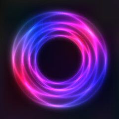 Vector background of neon geometric shapes, round frame, abstract background, wallpaper