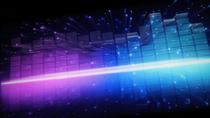 Music Equalizer bar. Audio waveform equalizer on screen black background. Music or sound wave on monitor. colorful sound visualizer abstract. gradient spectrum music graph. Digital graph glow in dark.