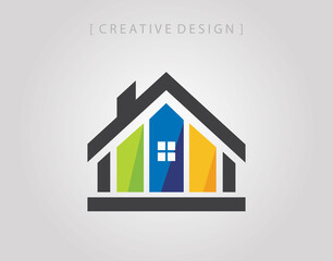 Creative Colorful House Logo icon design template element.