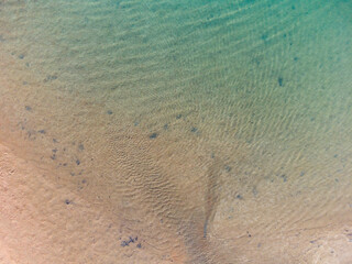 Sea Aerial view, Top view,amazing nature background.The color of the water and beautifully bright. Azure beach  at sunny day.flying drone,sea view