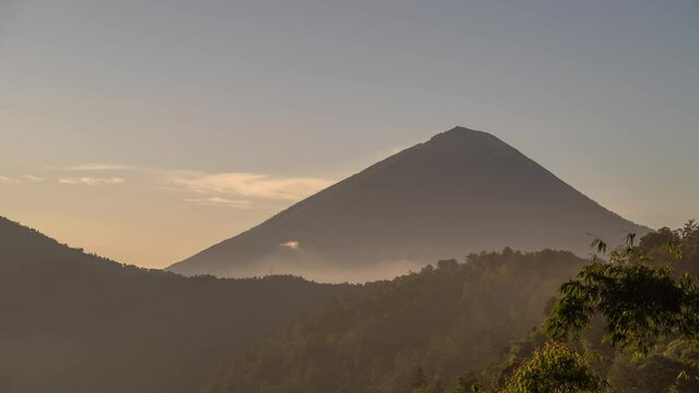 Mount Agung Volcano in Bali Indonesia Morning Time Lapse