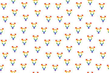 Lgbt symbols seamless pattern. Repetitive vector illustration of rainbow intersex logos.