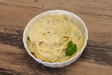 Hummus snack with olive oil