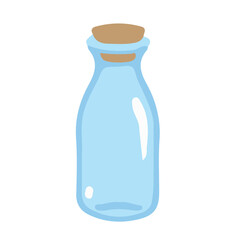 Mason Transparent Jar Wooden Cork vintage empty for Canning and Preserving on White Background Flat Graphic Illustration simple symbol closeup