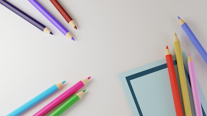 Education concept. 3d of pencils and paper on white background. Modern flat design isometric concept of Education. Back to school.