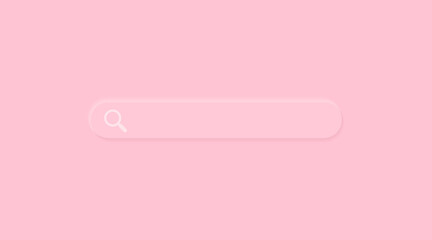 Fototapeta na wymiar Search 3d box bar on pink pastel color background. Vector neumorph soft advertising internet button