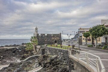 Fototapeta na wymiar Castle of San Miguel (Castillo De San Miguel, 1575 – 1577) - defensive tower on north coast of Tenerife island. Garachico, Province of Santa Cruz, Tenerife North, Canary Islands, Spain.