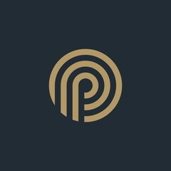 Letter P logo design template elements, with three fine lines