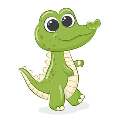 Cute little crocodile. Cartoon vector illustration.