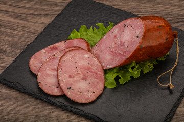 Smoked ham sausage with spices