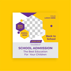 School admission social media post template. banner ad design