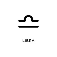 Libra zodiac illustration. Simple line libra zodiac icon. Tattoo libra zodiac vector symbol. Hand drawing libra sign