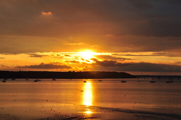 Sunset along Poole harbour in Dorset.