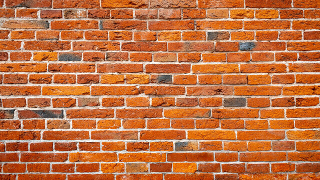 Red brick wall background, Red brick wall texture grunge background with vignetted corners to interior design