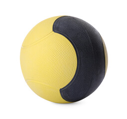 Yellow and black medicine ball isolated on white