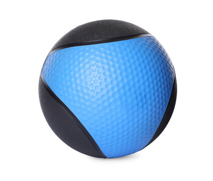 Blue and black medicine ball isolated on white