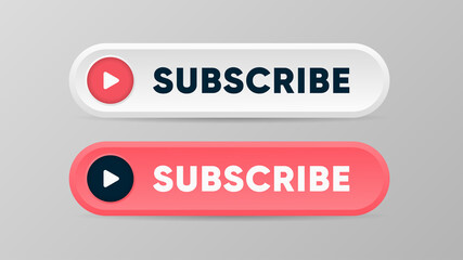 Fototapeta premium Subscribe button for video service, blog or others. Buttons in different styles with play symbol. Vector illustration to get more subscribers.