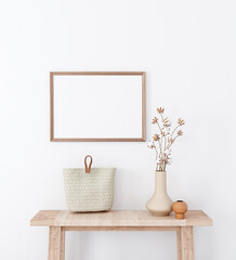 Mockup frame horizontal A4  in farmhouse style ,3d render