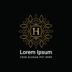 Monogram ornament letter H logo design vector icon	
